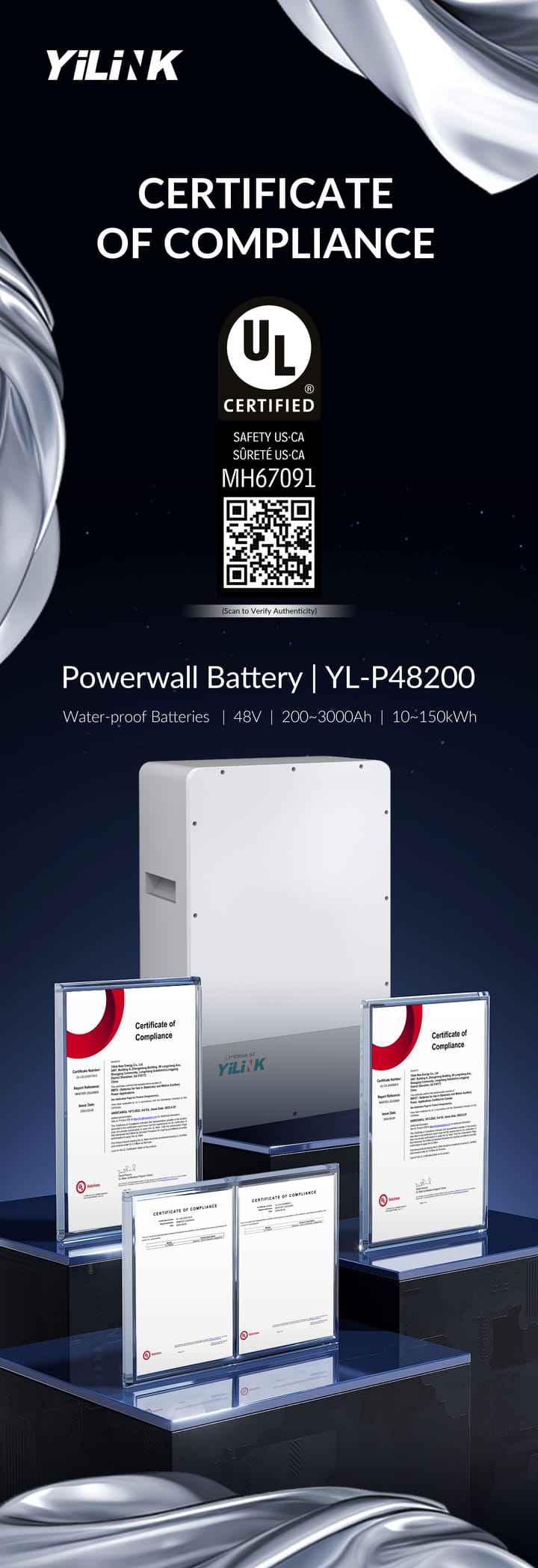 UL compliance poster for the YL-P48200 model