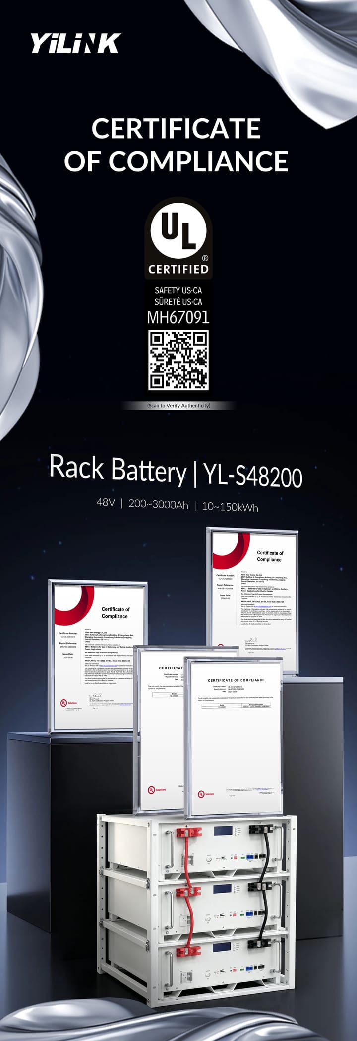 UL compliance poster for the YL-S48200 model