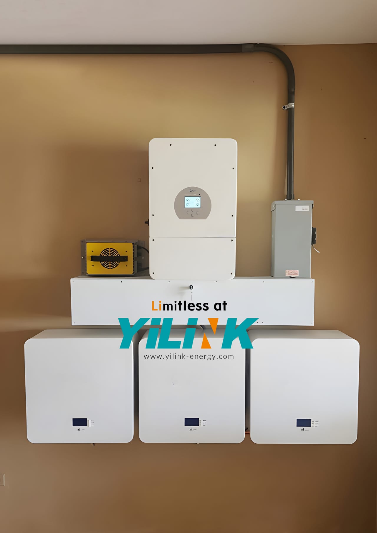 Stacked Yilink iPower Mini batteries with their inverter