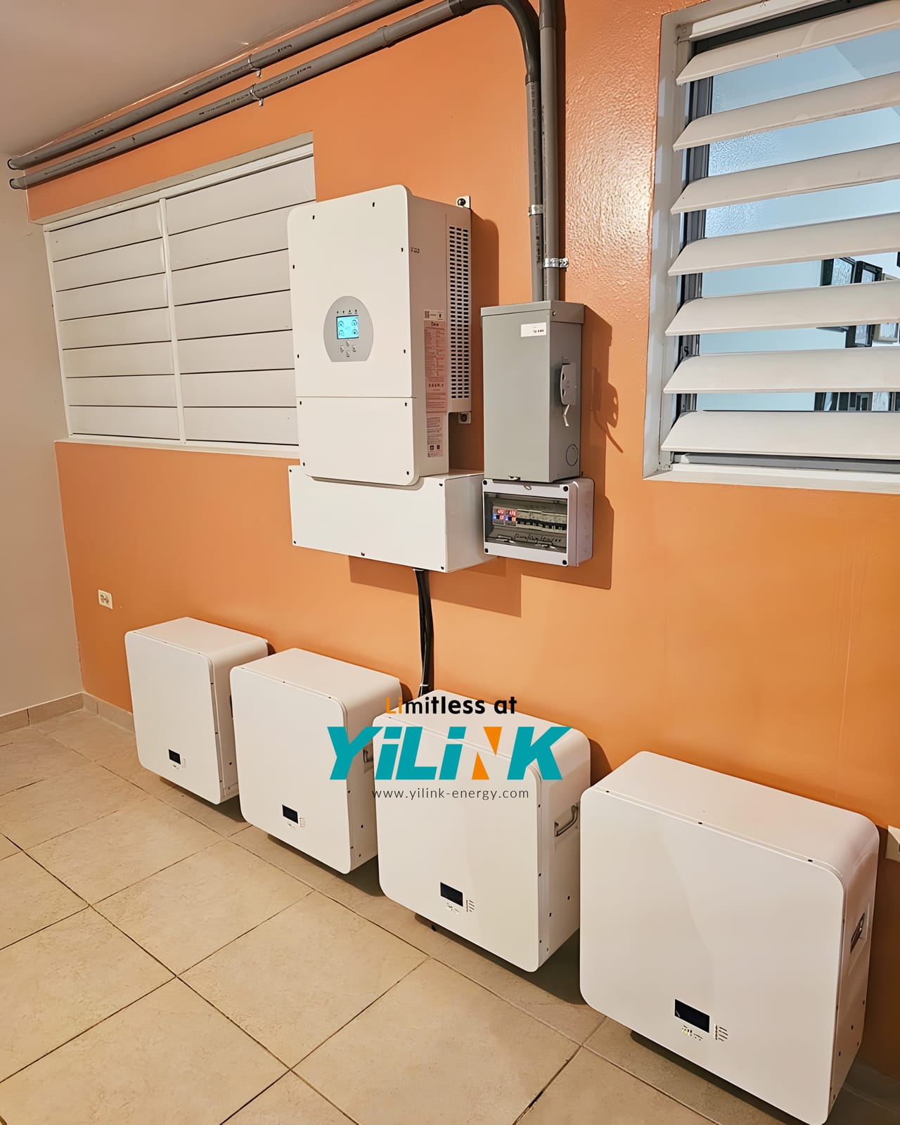 Yilink iPower Mini batteries installed along a wall