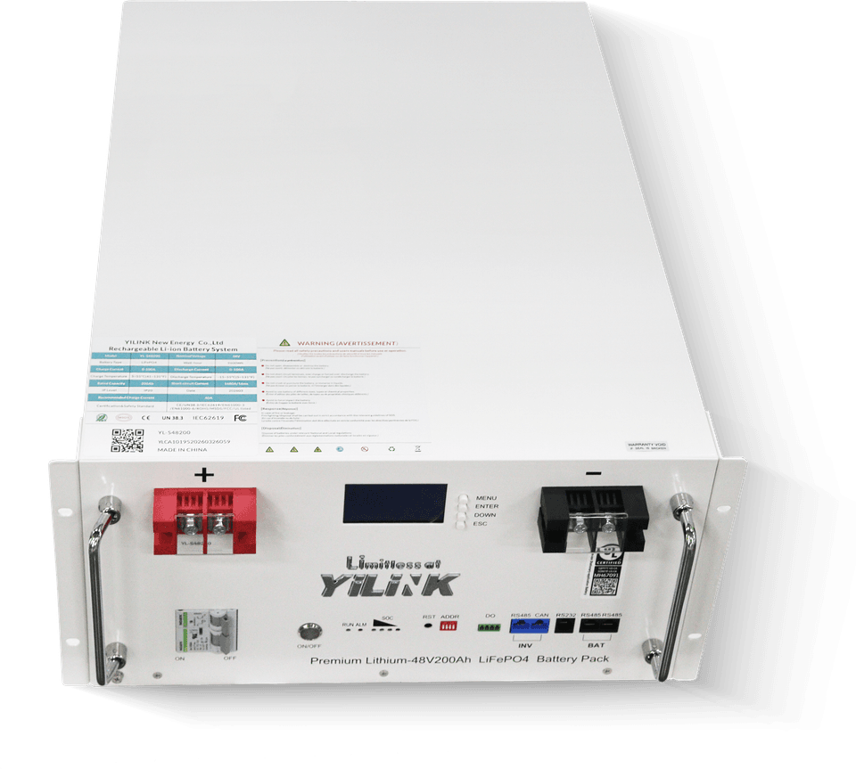 Photograph of the Yilink iPower S48200 rack battery, three-quarter view
