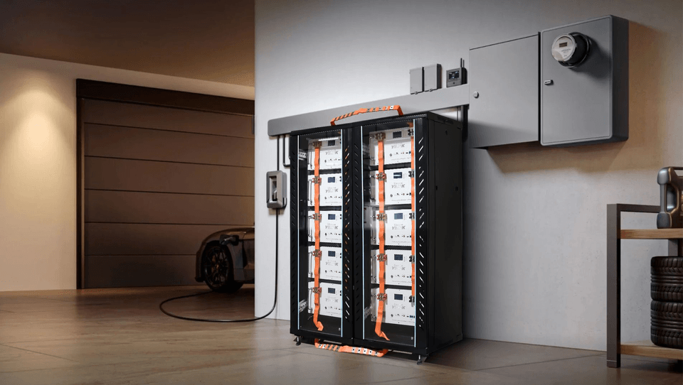 Two S48200 rack cabinets installed in a garage